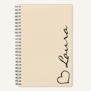 Heart Your Name Script Custom Gift Notebook