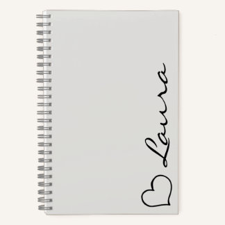 Heart Your Name Script Custom Gift Notebook
