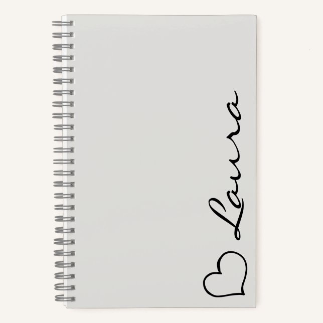 Heart Your Name Script Custom Gift Notebook (Front)