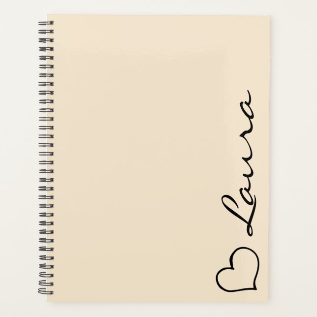 Heart Your Name Script Custom Gift Planner (Front)