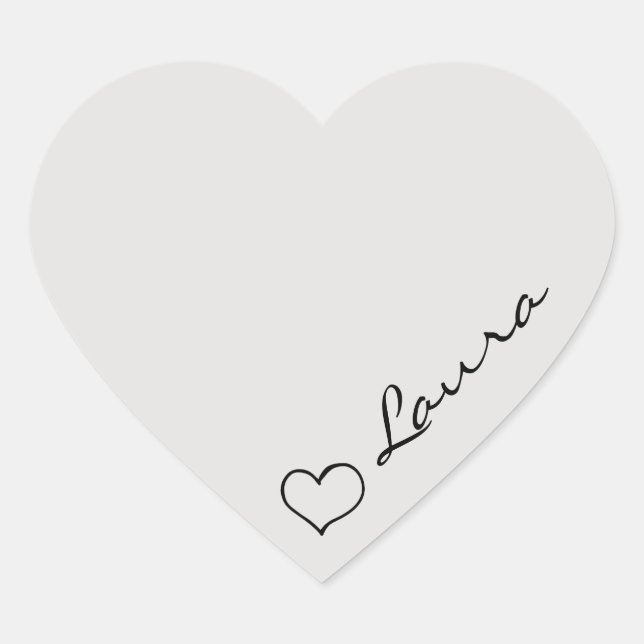 Heart Your Name Script Custom Gift Sticker (Front)