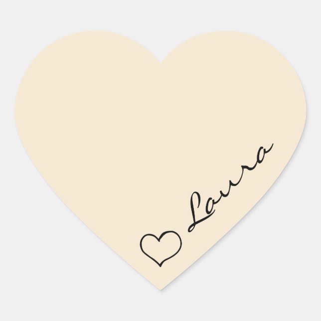 Heart Your Name Script Custom Gift Sticker (Front)