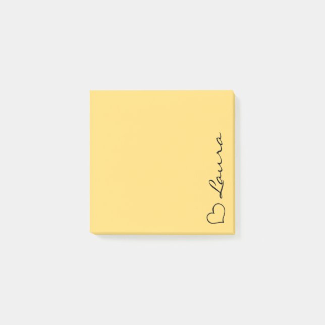 Heart Your Name Script Custom Gift Sticky Notes (Front)