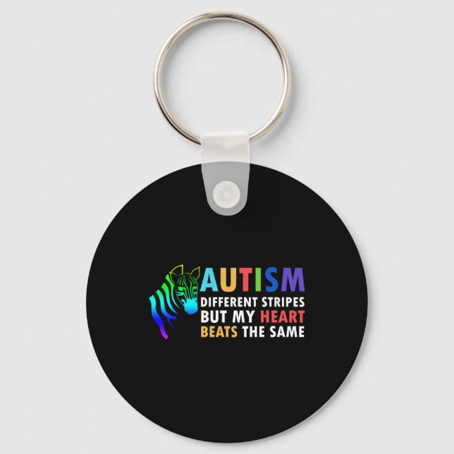 Heart Zebra Saying Inspirational Autism Awareness  Keychain (Front)