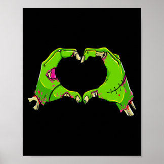 Heart Zombies Halloween Funny Love Horror Mens Poster