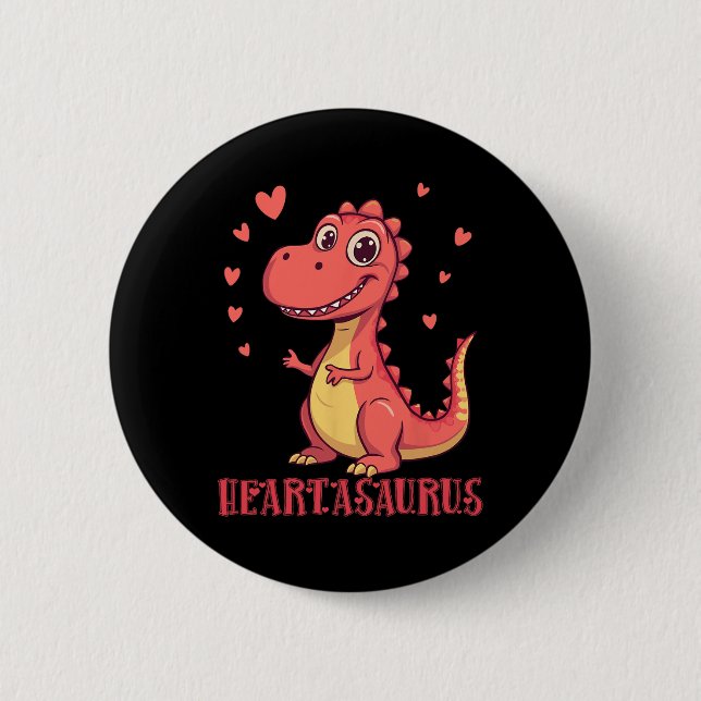 Heartasaurus Cute Dinosaur Valentine Design  Button (Front)