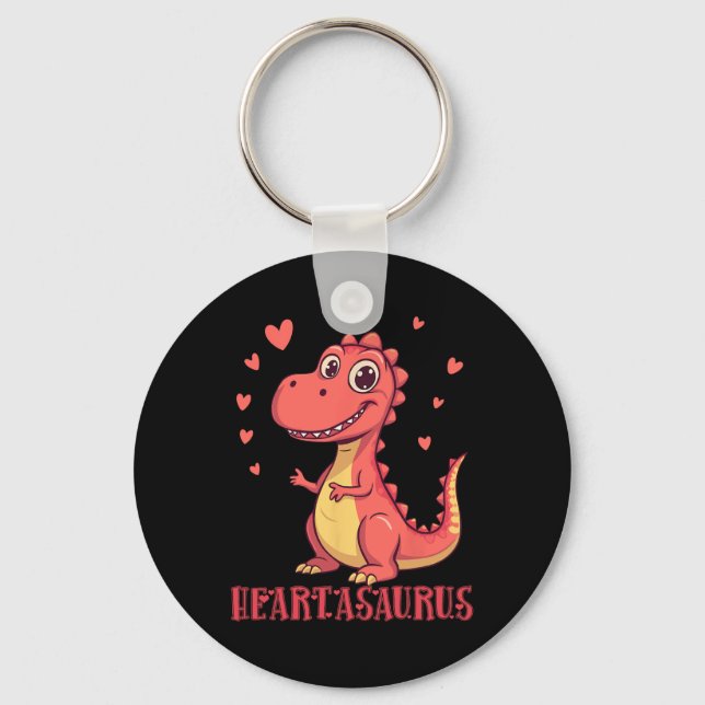 Heartasaurus Cute Dinosaur Valentine Design  Keychain (Front)