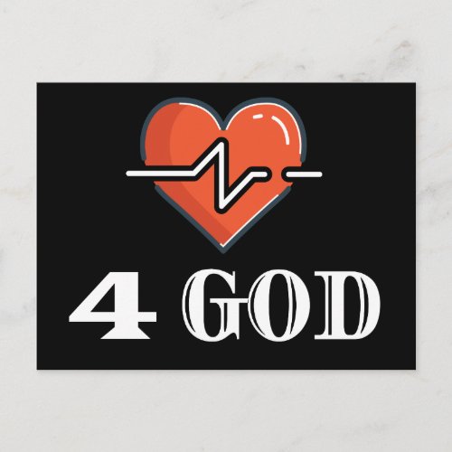 Heartbeat 4 God Red and White Postcard