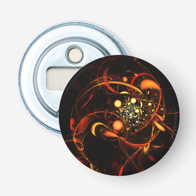 Heartbeat Abstract Art Button Bottle Opener (Front)
