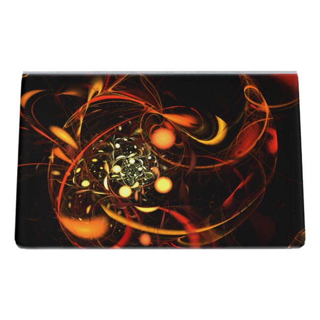 Heartbeat Abstract Art Desk Business Card Holder (Back)