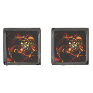 Heartbeat Abstract Art Gunmetal Finish Cufflinks