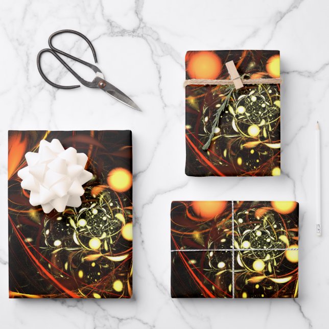 Heartbeat Abstract Art Wrapping Paper Sheets (Front)