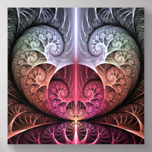 Heartbeat, Abstract Surreal Fantasy Fractal Art Acrylic Photo Tile