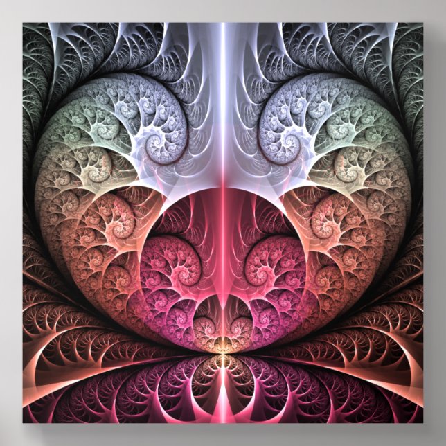 Heartbeat, Abstract Surreal Fantasy Fractal Art Acrylic Photo Tile (Front Set)