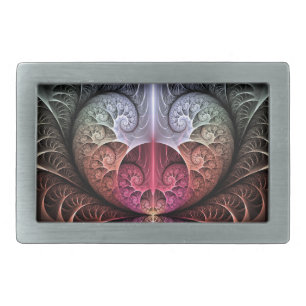Heartbeat, Abstract Surreal Fantasy Fractal Art Belt Buckle