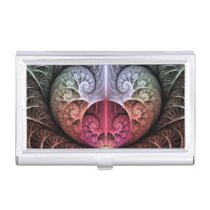 Heartbeat, Abstract Surreal Fantasy Fractal Art Business Card Case