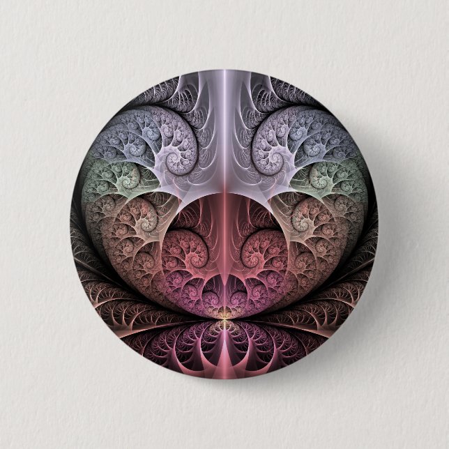 Heartbeat, Abstract Surreal Fantasy Fractal Art Button (Front)