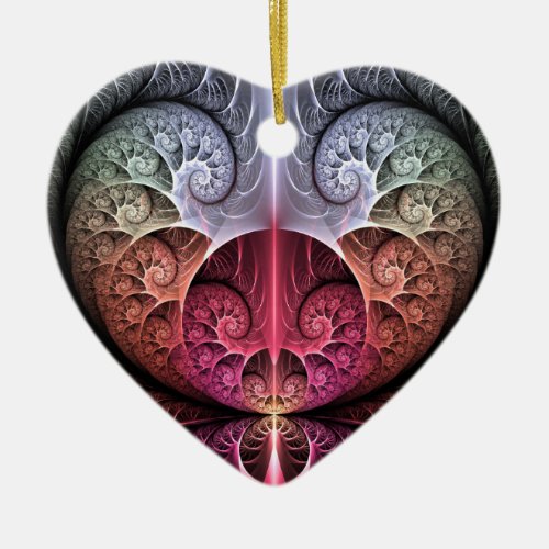 Heartbeat Abstract Surreal Fantasy Fractal Art Ceramic Ornament