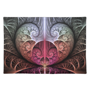 Heartbeat, Abstract Surreal Fantasy Fractal Art Cloth Placemat