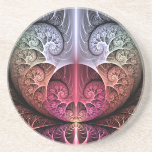 Heartbeat, Abstract Surreal Fantasy Fractal Art Coaster
