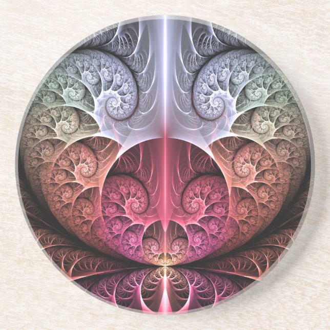 Heartbeat, Abstract Surreal Fantasy Fractal Art Coaster (Front)
