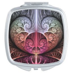 Heartbeat, Abstract Surreal Fantasy Fractal Art Compact Mirror