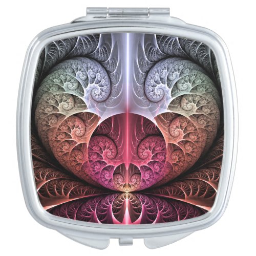 Heartbeat Abstract Surreal Fantasy Fractal Art Compact Mirror