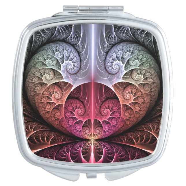Heartbeat, Abstract Surreal Fantasy Fractal Art Compact Mirror (Front)
