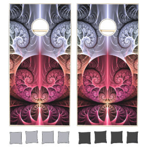 Heartbeat, Abstract Surreal Fantasy Fractal Art Cornhole Set