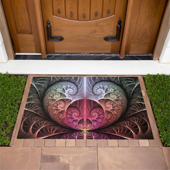 Heartbeat, Abstract Surreal Fantasy Fractal Art Doormat (Outdoor)