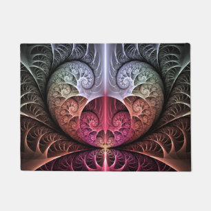 Heartbeat, Abstract Surreal Fantasy Fractal Art Doormat