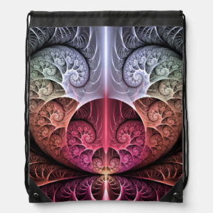 Heartbeat, Abstract Surreal Fantasy Fractal Art Drawstring Bag