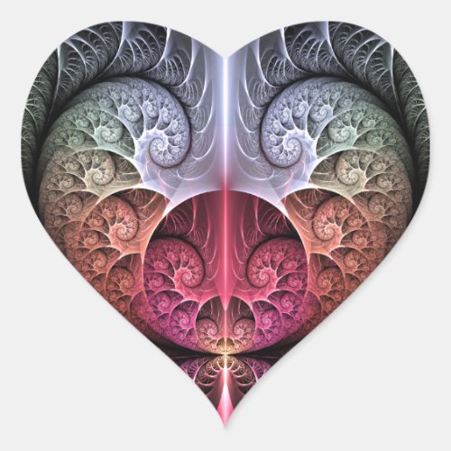 Heartbeat Abstract Surreal Fantasy Fractal Art Heart Sticker