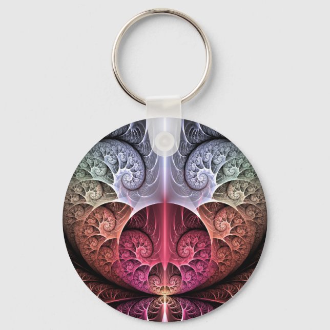 Heartbeat, Abstract Surreal Fantasy Fractal Art Keychain (Front)
