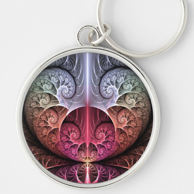 Heartbeat, Abstract Surreal Fantasy Fractal Art Keychain (Front)