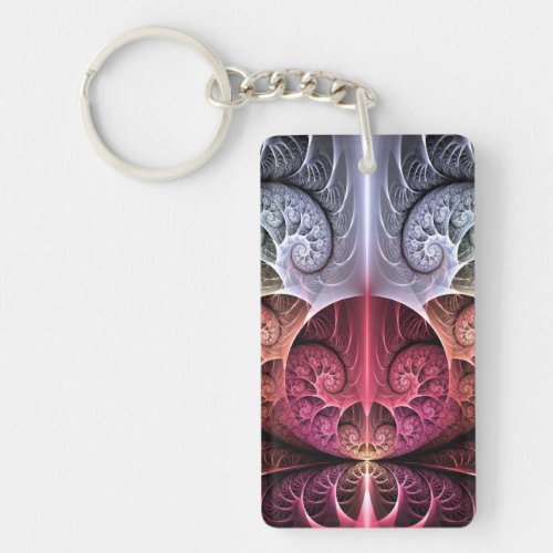 Heartbeat, Abstract Surreal Fantasy Fractal Art Keychain