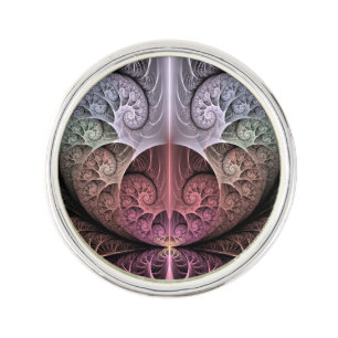 Heartbeat, Abstract Surreal Fantasy Fractal Art Lapel Pin