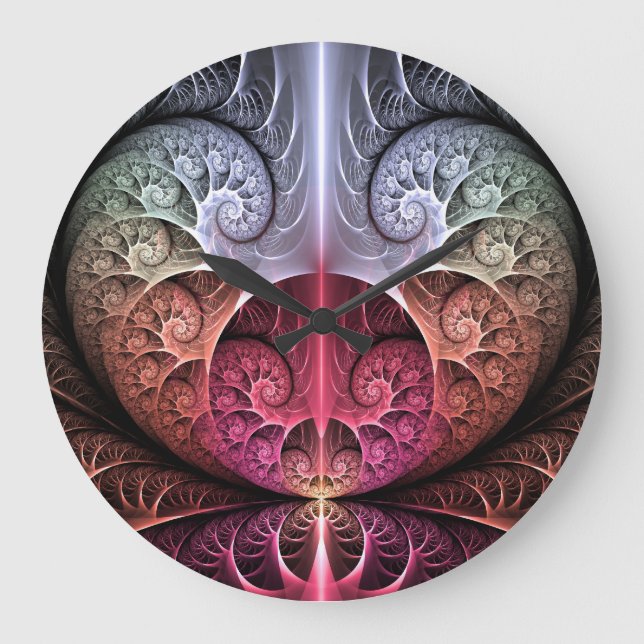 Heartbeat, Abstract Surreal Fantasy Fractal Art Large Clock (Front)