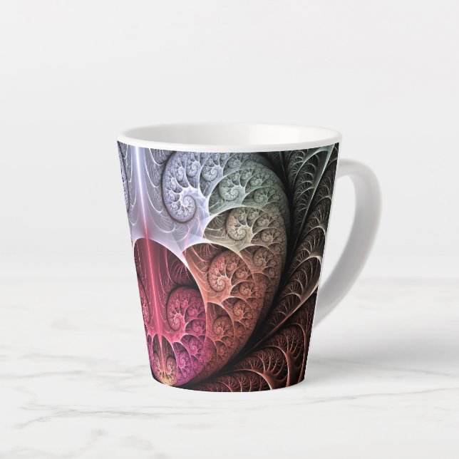 Heartbeat, Abstract Surreal Fantasy Fractal Art Latte Mug (Right Angle)