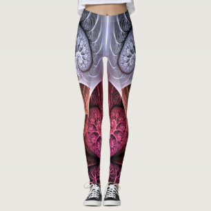 Heartbeat, Abstract Surreal Fantasy Fractal Art Leggings