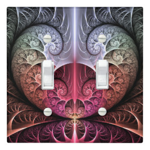 Heartbeat, Abstract Surreal Fantasy Fractal Art Light Switch Cover