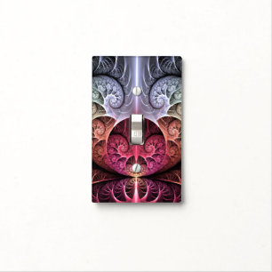 Heartbeat, Abstract Surreal Fantasy Fractal Art Light Switch Cover