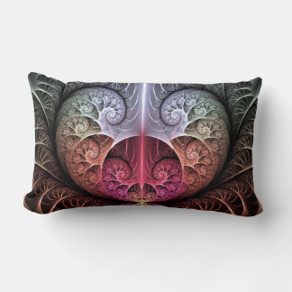 Heartbeat, Abstract Surreal Fantasy Fractal Art Lumbar Pillow