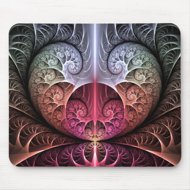 Heartbeat, Abstract Surreal Fantasy Fractal Art Mouse Pad (Front)