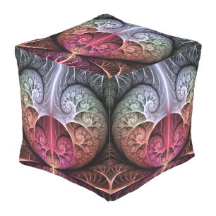 Heartbeat, Abstract Surreal Fantasy Fractal Art Outdoor Pouf