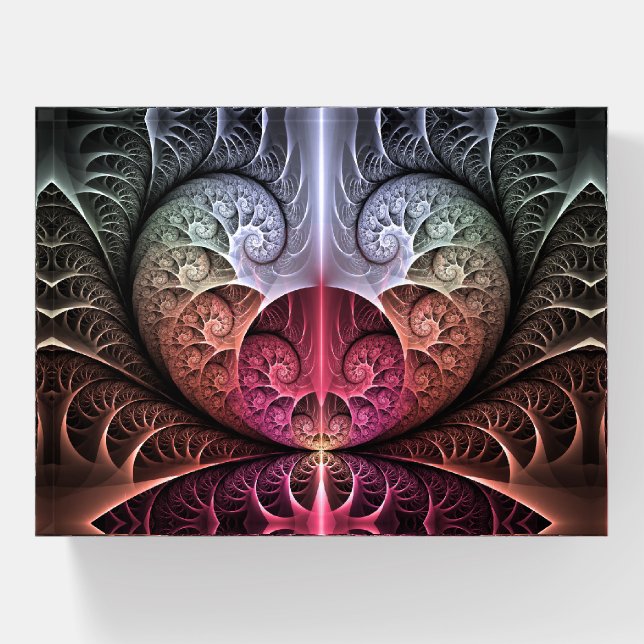 Heartbeat, Abstract Surreal Fantasy Fractal Art Paperweight (Front)