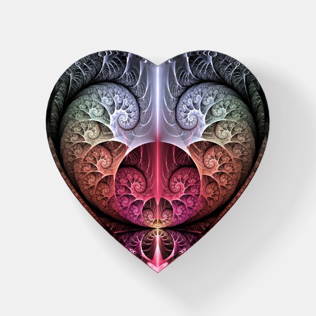 Heartbeat, Abstract Surreal Fantasy Fractal Art Paperweight (Front)