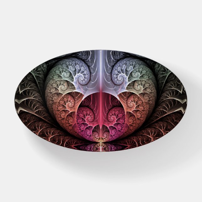 Heartbeat, Abstract Surreal Fantasy Fractal Art Paperweight (Front)