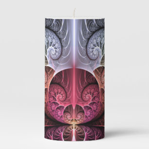 Heartbeat, Abstract Surreal Fantasy Fractal Art Pillar Candle