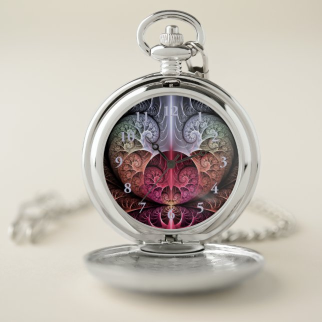 Heartbeat, Abstract Surreal Fantasy Fractal Art Pocket Watch (Inside)